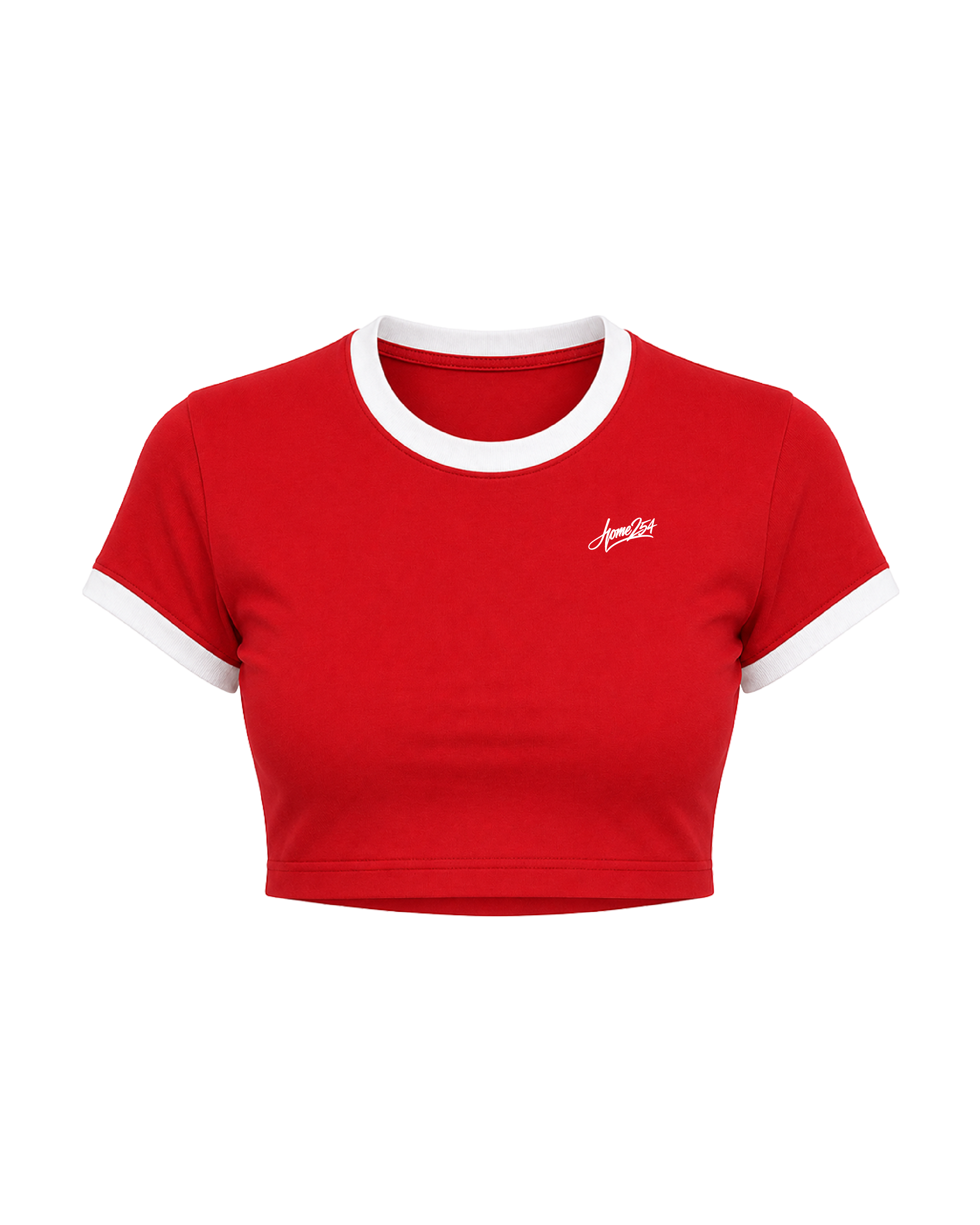 DOLLY CROPPED TEE - Red + White