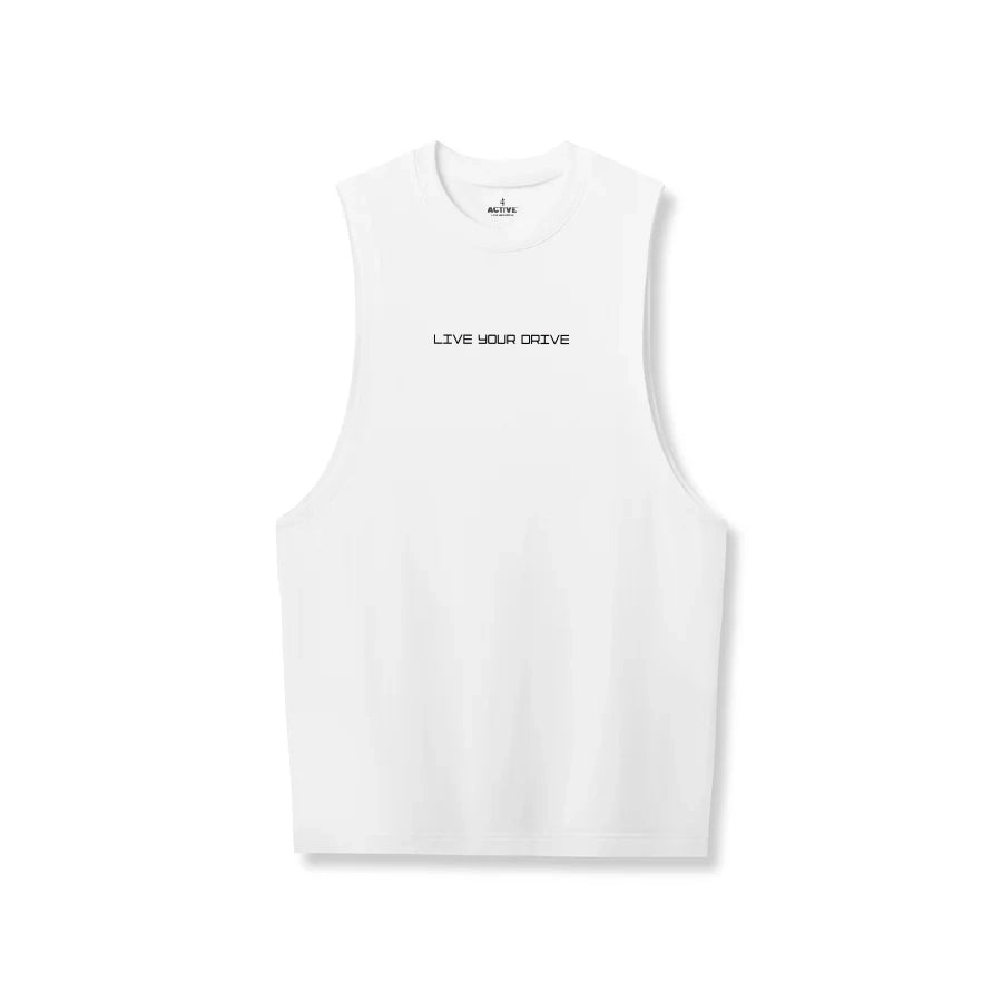 ACTIVE_254 - WHITE VITAL ANGLE VEST WITH BLACK PRINTS