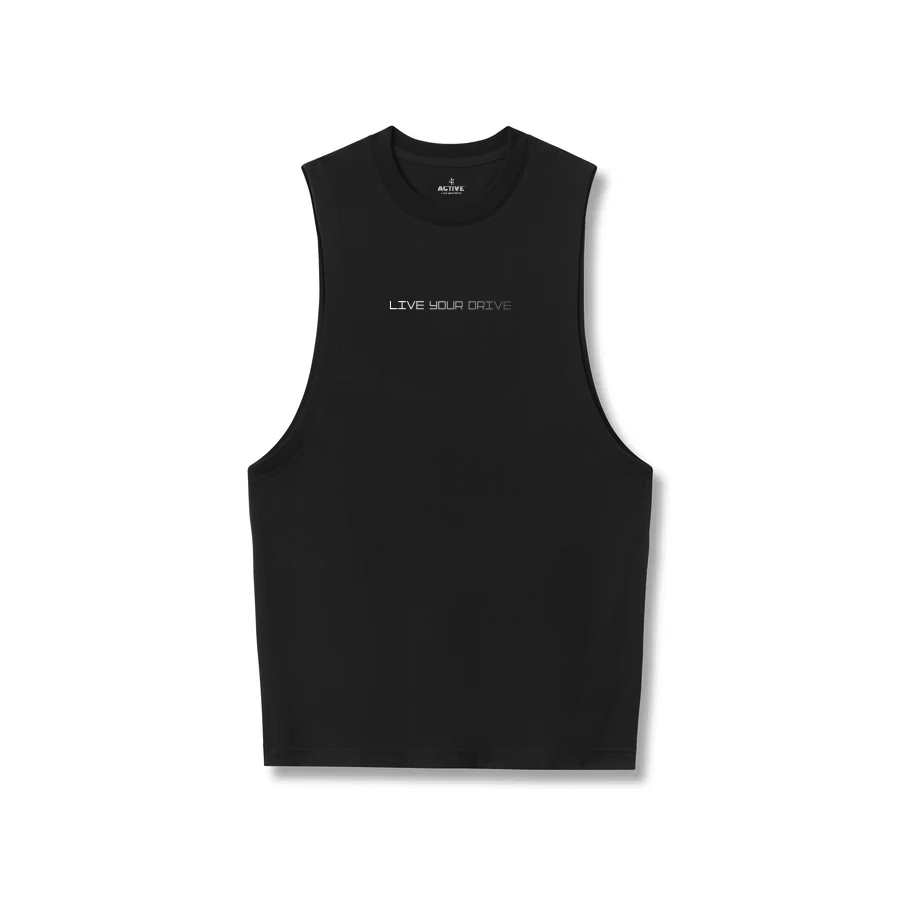 ACTIVE_254 - BLACK VITAL ANGLE VEST WITH SILVER PRINTS