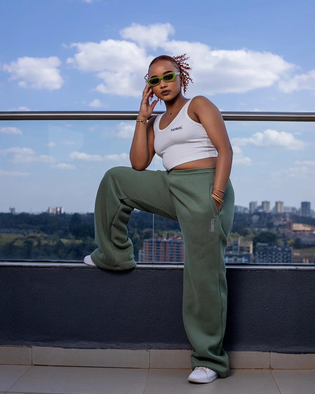 White Cheeky Mushie Vest + Finch Zipped Hoodie + Finch Cosy Pants Set