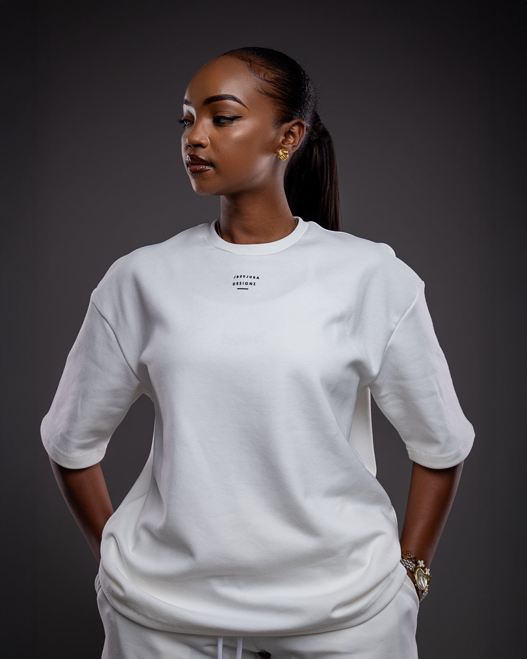 Serene Short & Drop Tee Set – White