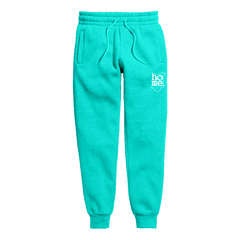 home_254 KIDS SWEATPANTS PICTURE FOR TURQUOISE BLUE IN HEAVY FABRIC WITH WHITE CLASSIC PRINT