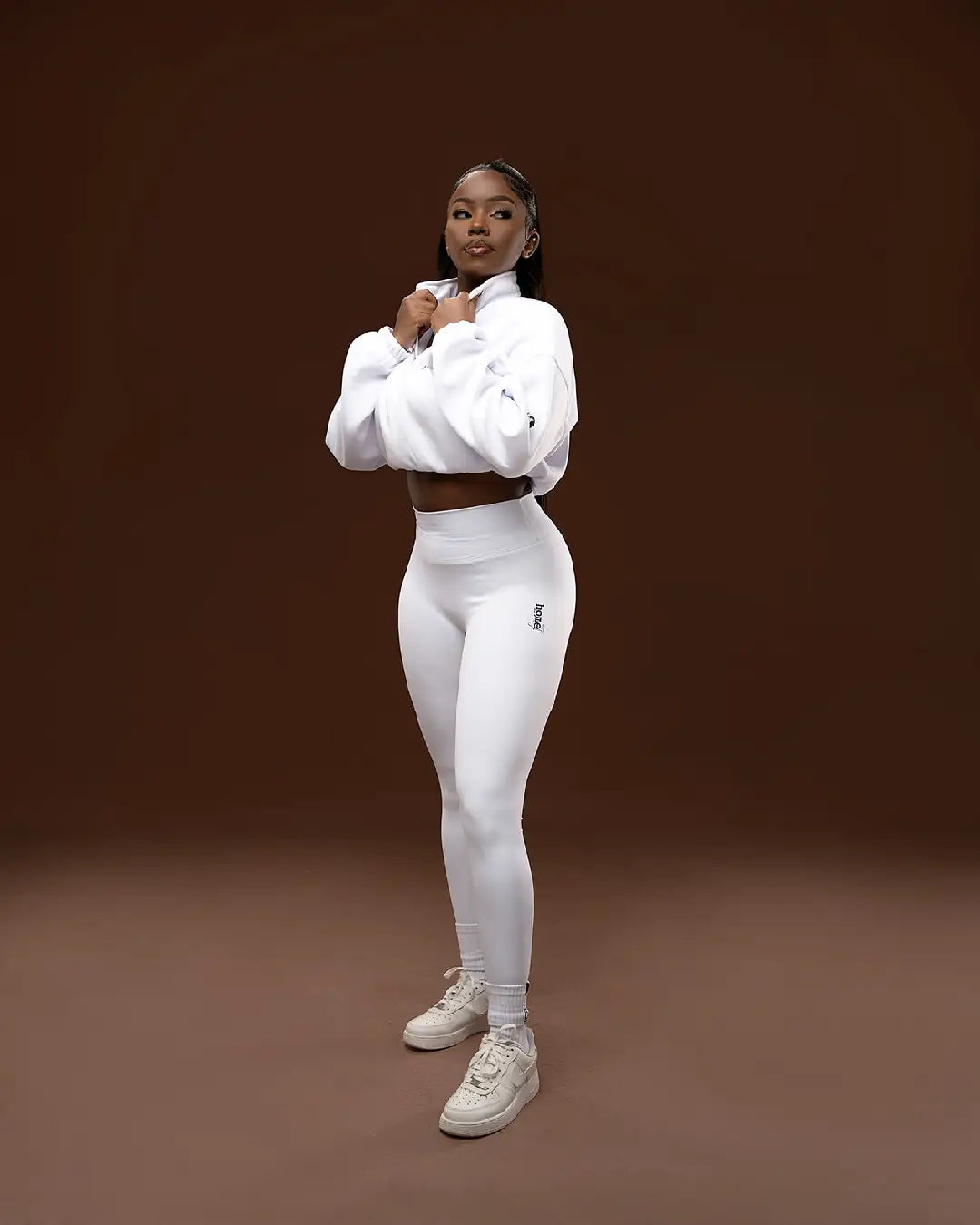 Cropped Moda Jacket + Leggings Set – White