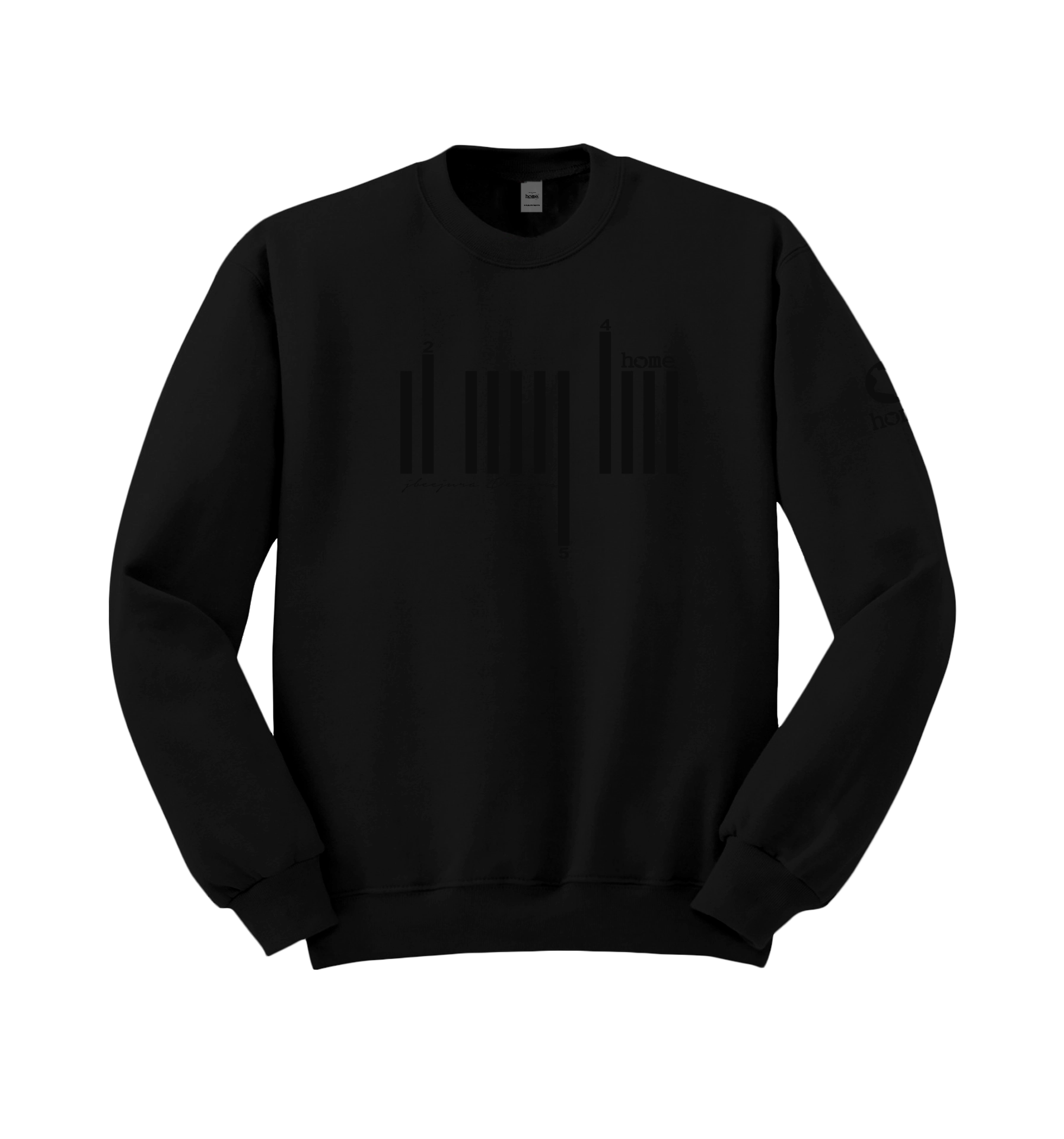 home_254 BLACK SWEATSHIRT (NUVETRA™ HEAVY) WITH A BLACK BARS PRINT