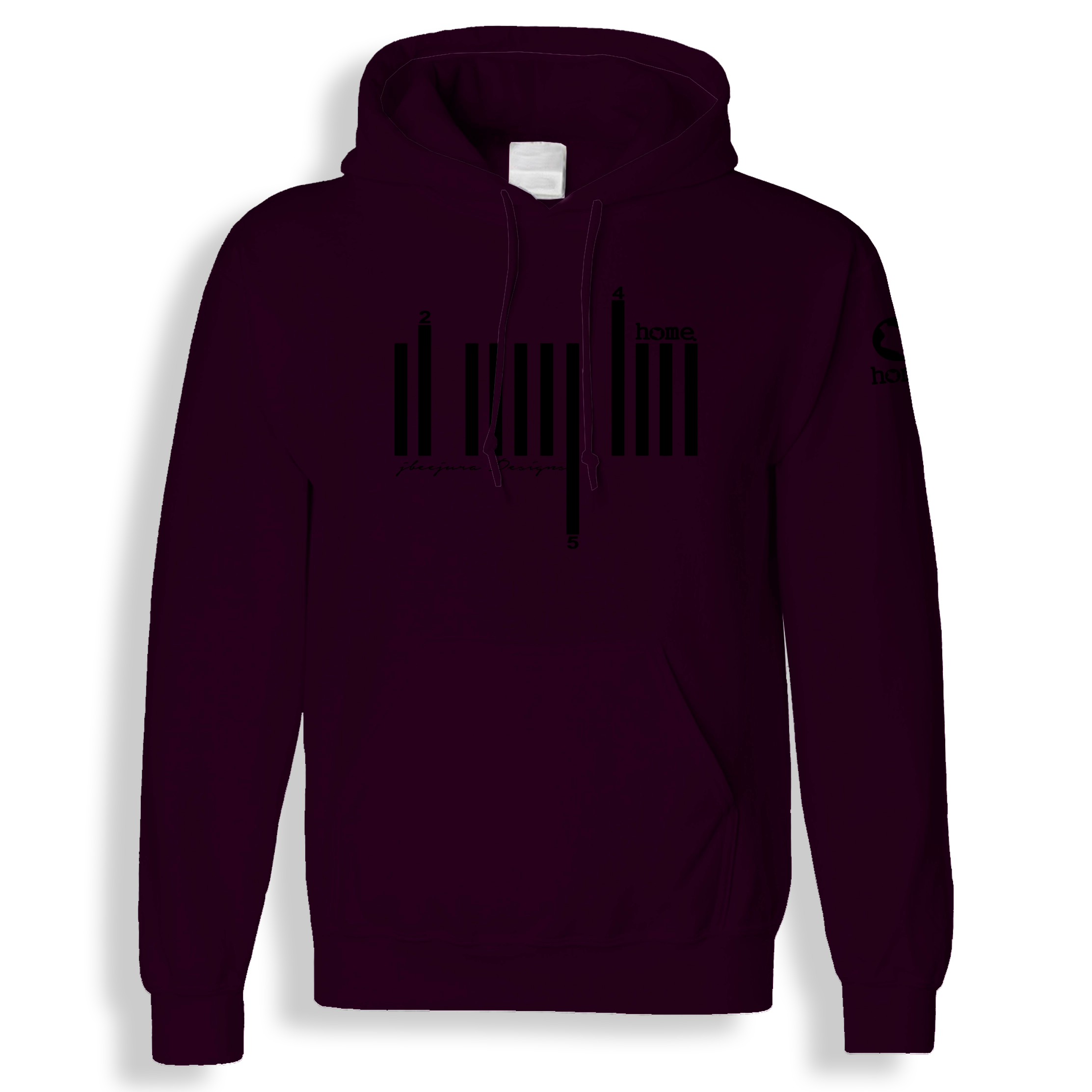 home_254 CLARET HOODIE (HEAVY FABRIC) WITH A BLACK BARS PRINT