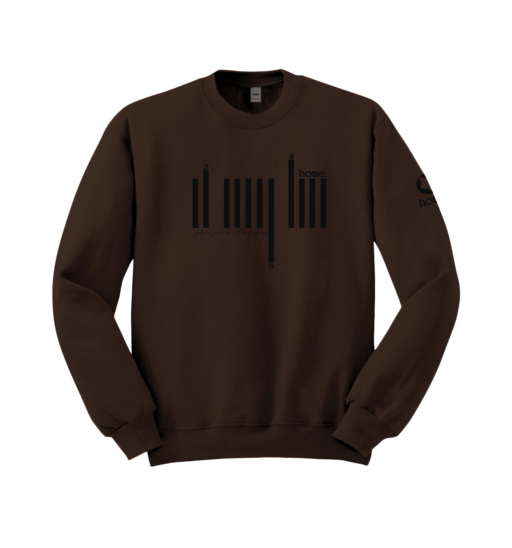 home_254 DARK BROWN SWEATSHIRT (HEAVY FABRIC) WITH A BLACK BARS PRINT