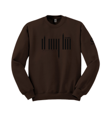 home_254 DARK BROWN SWEATSHIRT (HEAVY FABRIC) WITH A BLACK BARS PRINT