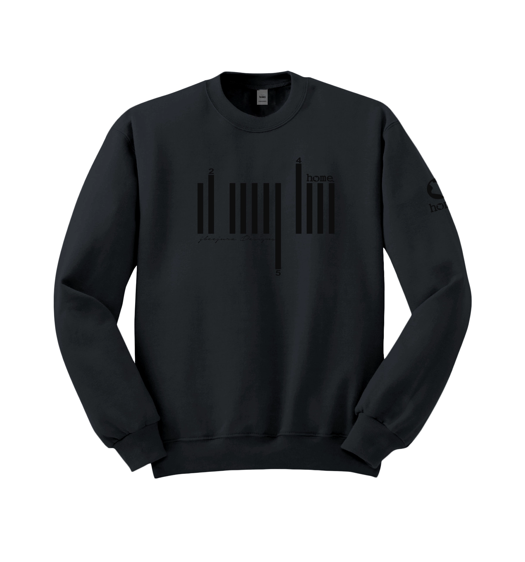 home_254 DARK GREY SWEATSHIRT (HEAVY FABRIC) WITH A BLACK BARS PRINT