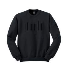 home_254 DARK GREY SWEATSHIRT (HEAVY FABRIC) WITH A BLACK BARS PRINT