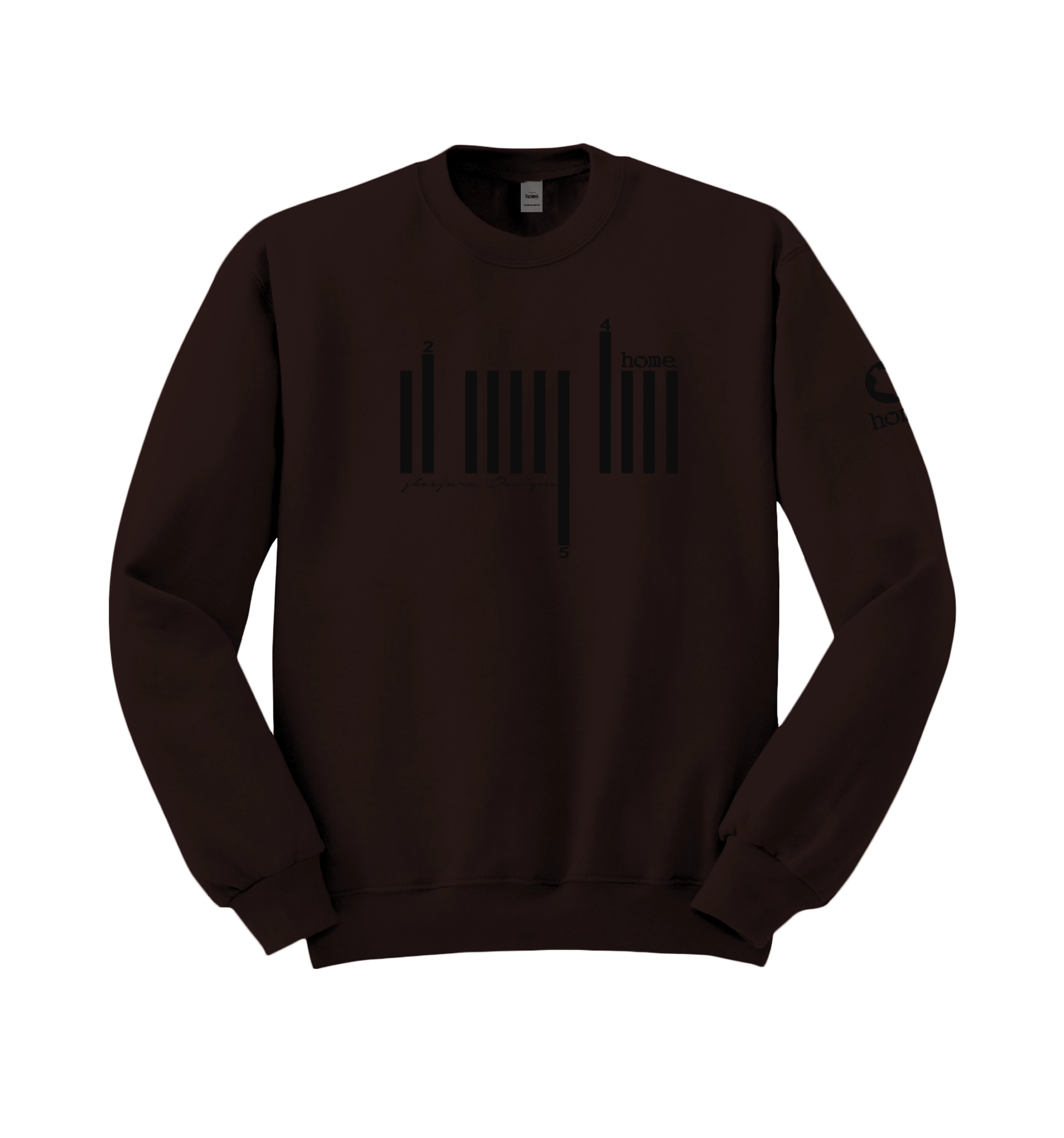 home_254 ESPRESSO SWEATSHIRT (HEAVY FABRIC) WITH A BLACK BARS PRINT