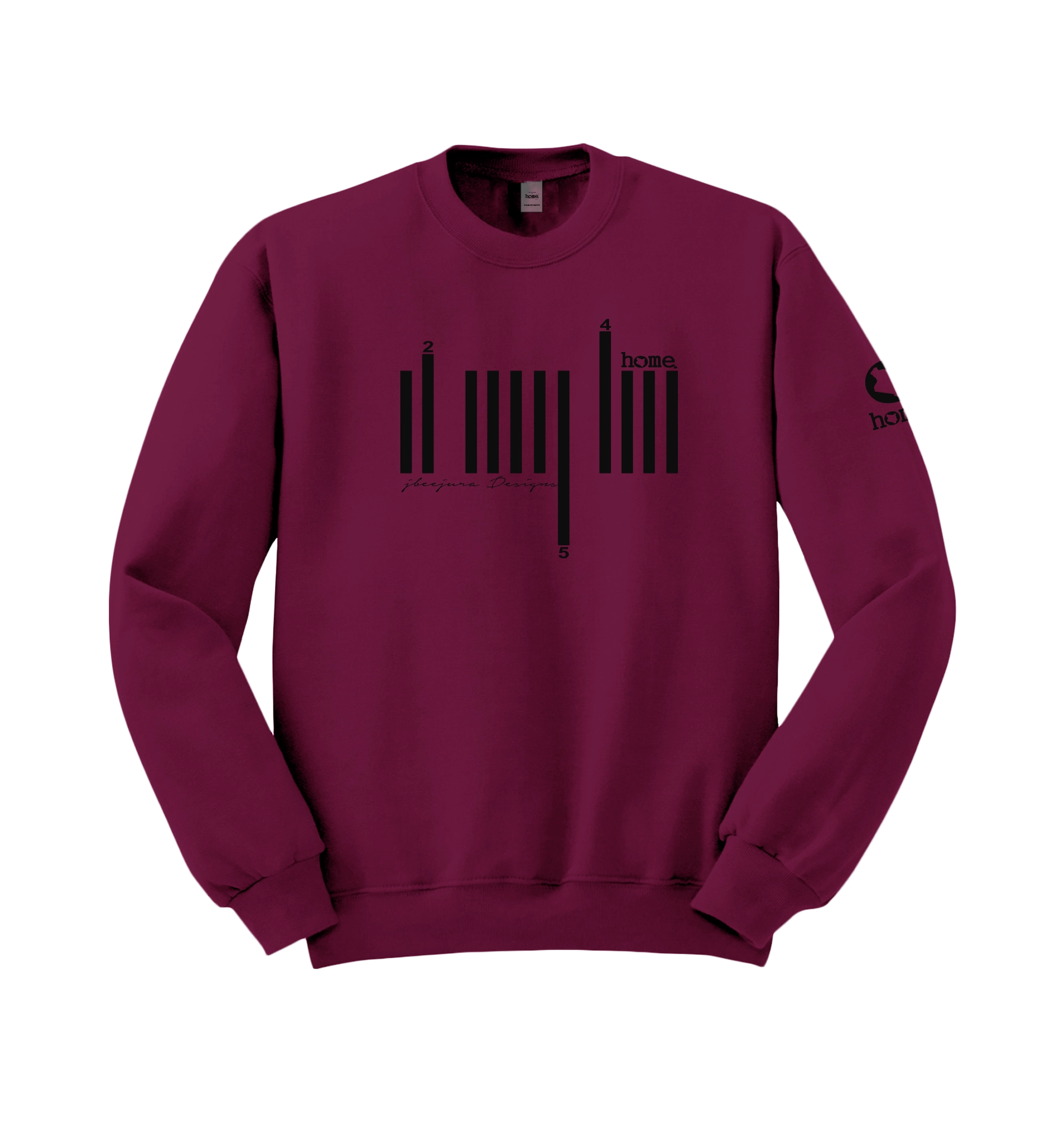 home_254 FUCHSIA SWEATSHIRT (HEAVY FABRIC) WITH A BLACK BARS PRINT