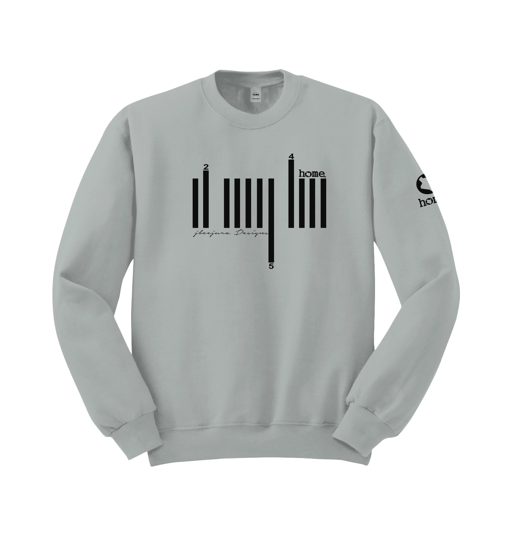 home_254 GRAVEL SWEATSHIRT (MID-HEAVY FABRIC) WITH A BLACK BARS PRINT