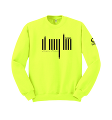 home_254 LIME GREEN SWEATSHIRT (HEAVY FABRIC) WITH A BLACK BARS PRINT