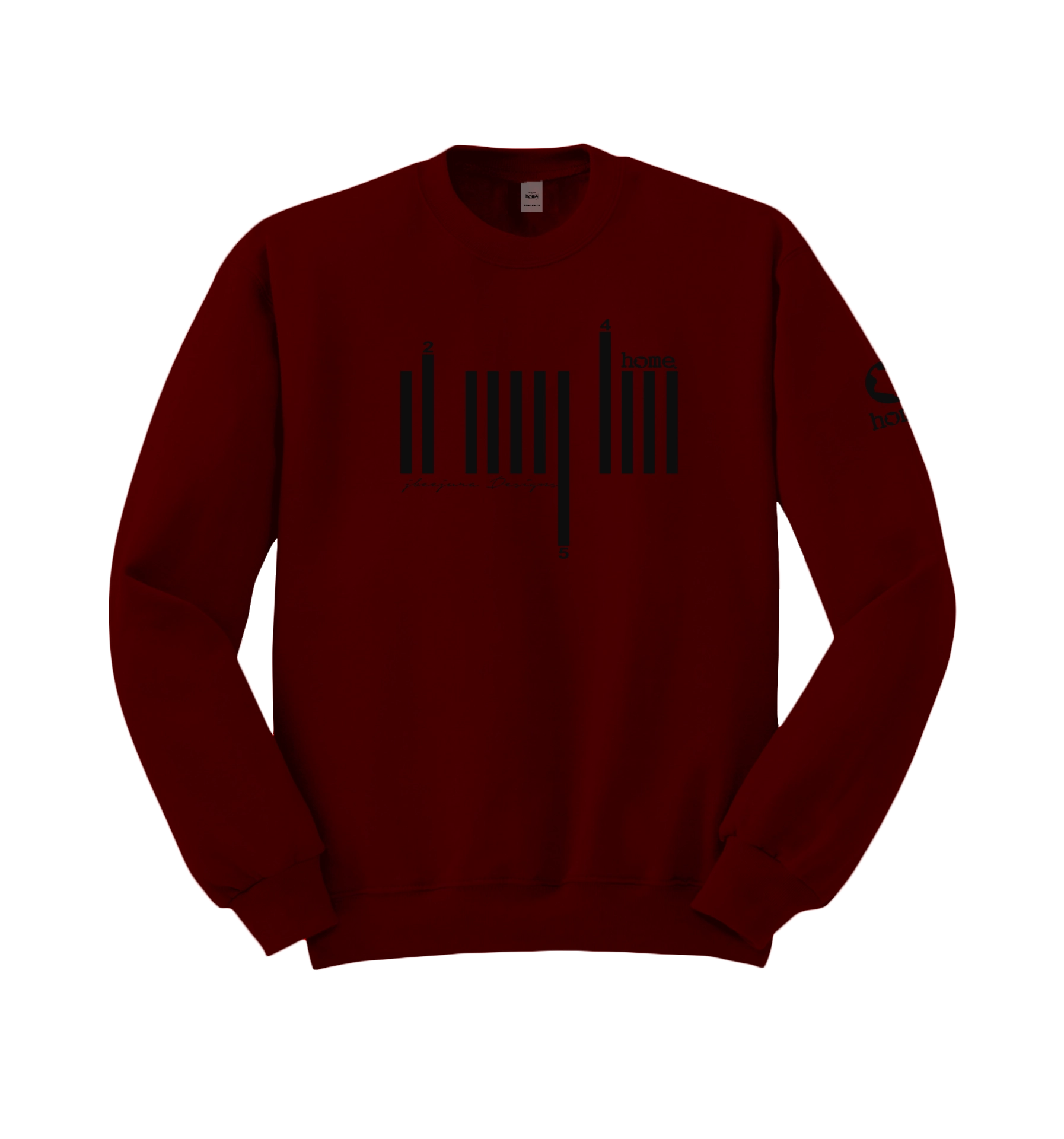 home_254 MAROON RED SWEATSHIRT WITH A BLACK BARS PRINT