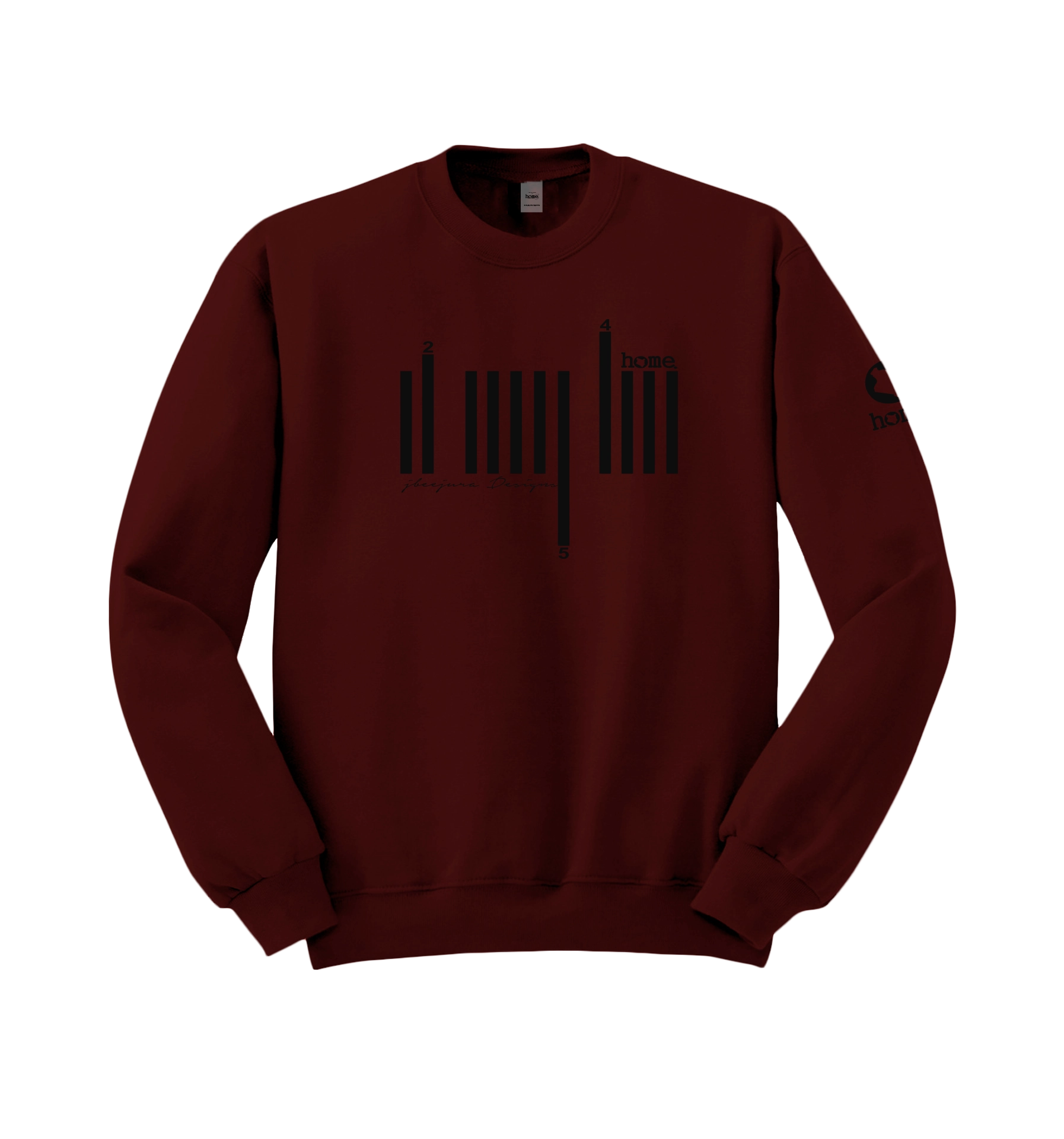 home_254 MAROON SWEATSHIRT (HEAVY FABRIC) WITH A BLACK BARS PRINT