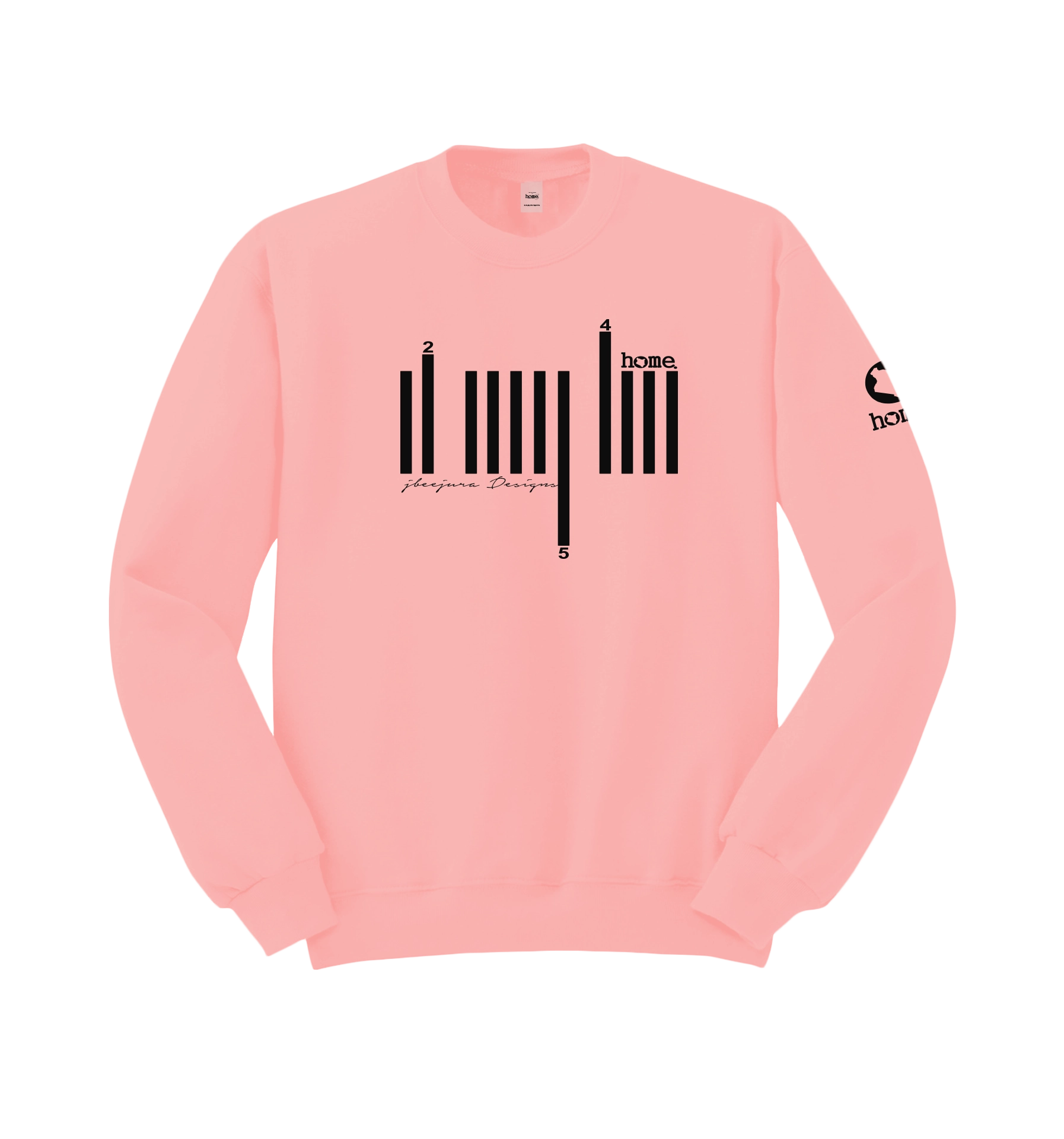 home_254 PEACH SWEATSHIRT (HEAVY FABRIC) WITH A BLACK BARS PRINT