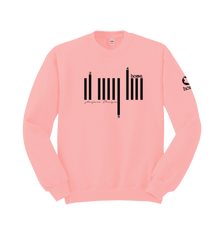 home_254 PEACH SWEATSHIRT (HEAVY FABRIC) WITH A BLACK BARS PRINT