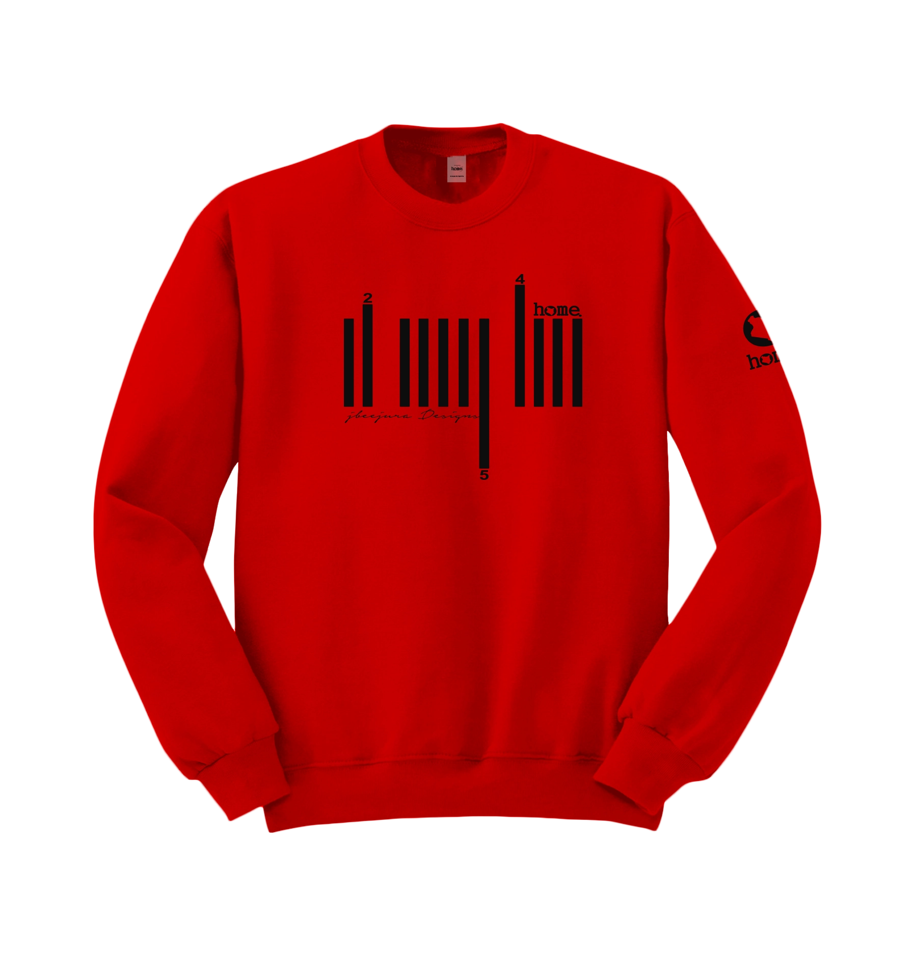 home_254 RED SWEATSHIRT WITH A BLACK BARS PRINT