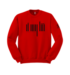 home_254 RED SWEATSHIRT WITH A BLACK BARS PRINT