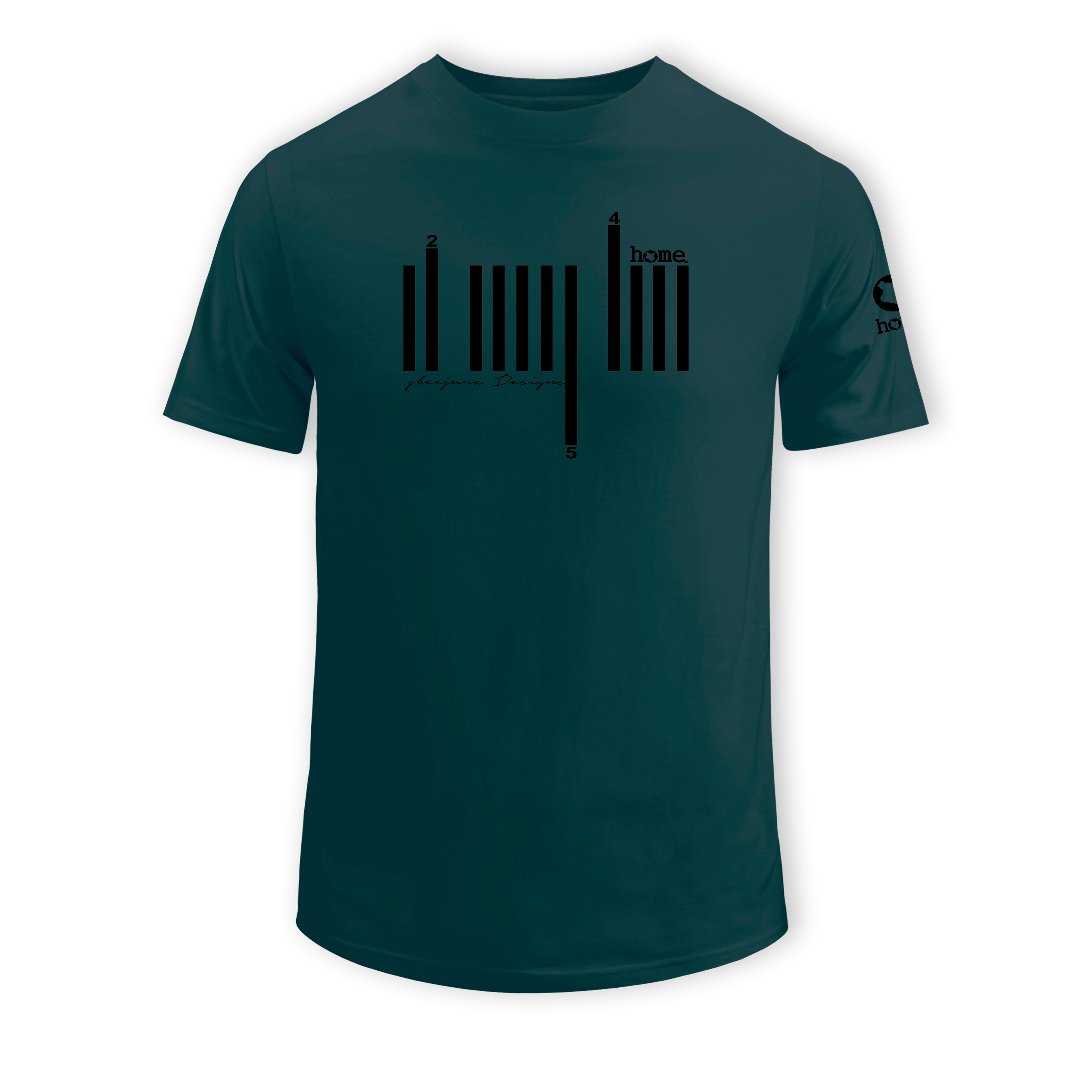 home_254 SHORT-SLEEVED DEEP AQUA T-SHIRT WITH A BLACK BARS PRINT 