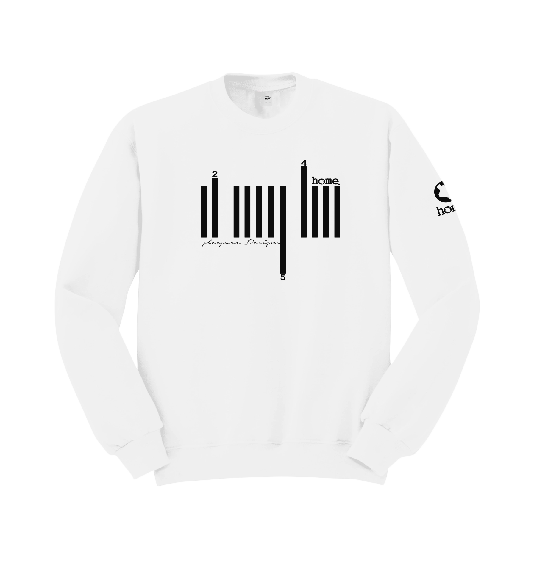 home_254 WHITE SWEATSHIRT (HEAVY FABRIC) WITH A BLACK BARS PRINT