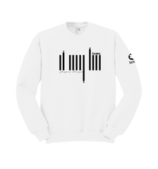 home_254 WHITE SWEATSHIRT (NUVETRA™ HEAVY) WITH A BLACK BARS PRINT