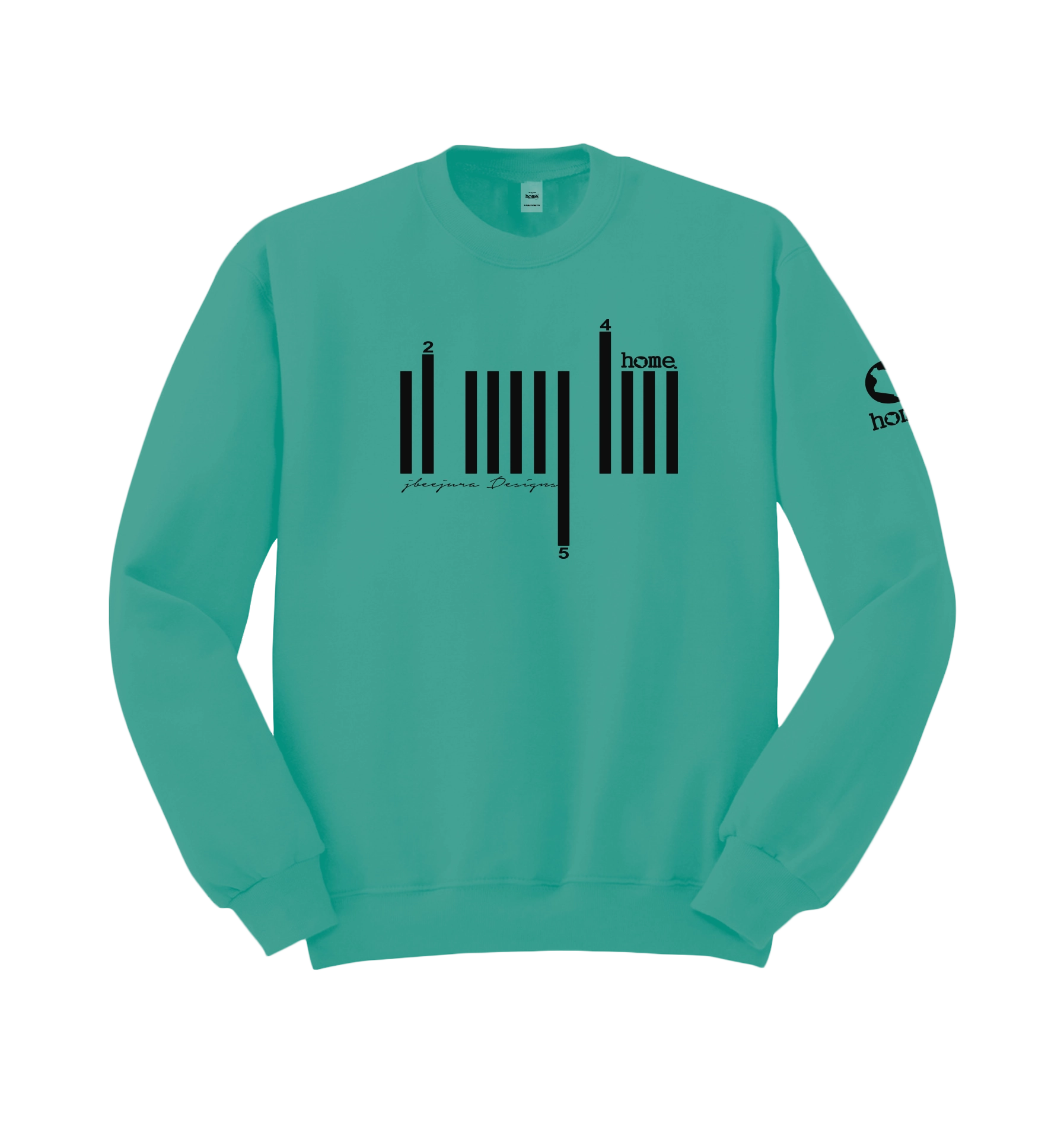 home_254 DEEP TURQUOISE SWEATSHIRT WITH A BLACK BARS PRINT