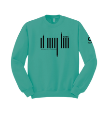 home_254 DEEP TURQUOISE SWEATSHIRT WITH A BLACK BARS PRINT