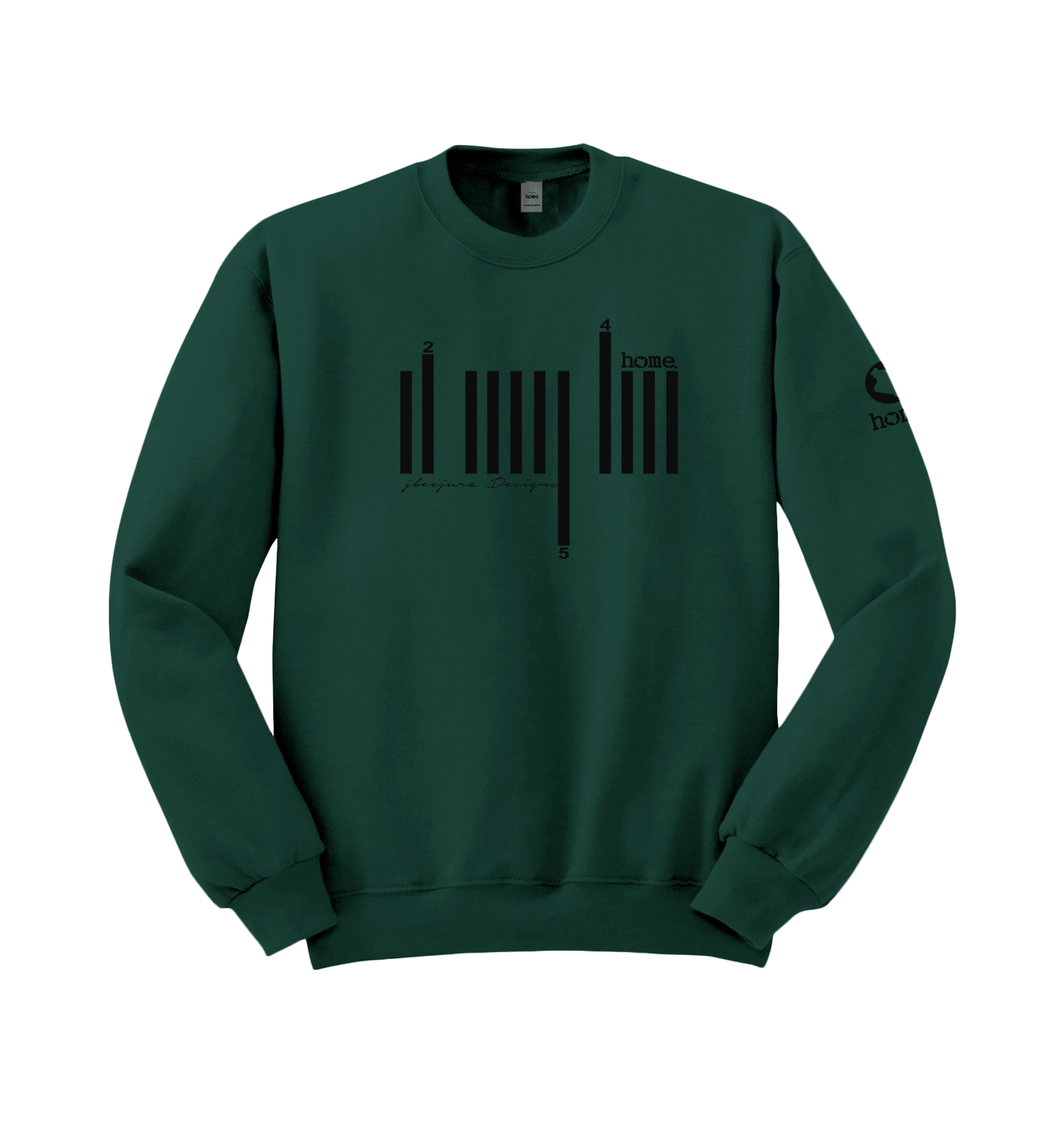 home_254 HUNTER GREEN SWEATSHIRT (NUVETRA™ HEAVY) WITH A BLACK BARS PRINT