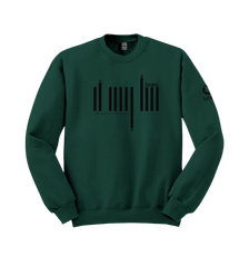 home_254 HUNTER GREEN SWEATSHIRT (MID-HEAVY FABRIC) WITH A BLACK BARS PRINT