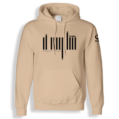 home_254 LIGHT BROWN HOODIE (HEAVY FABRIC) WITH A BLACK BARS PRINT