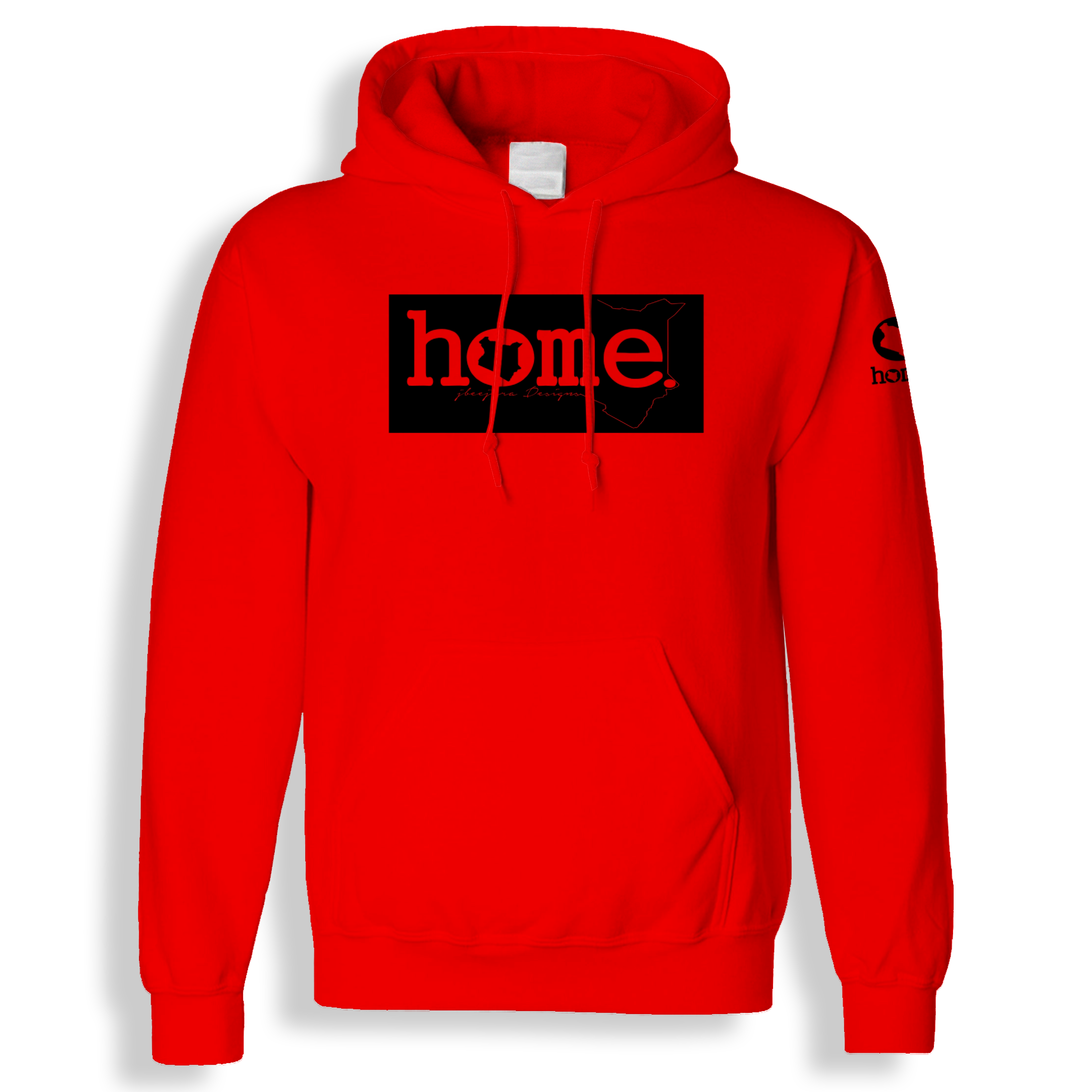 home_254 BLOOD ORANGE HOODIE WITH A BLACK CLASSIC PRINT 