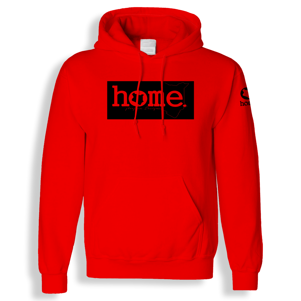 home_254 BLOOD ORANGE HOODIE WITH A BLACK CLASSIC PRINT 