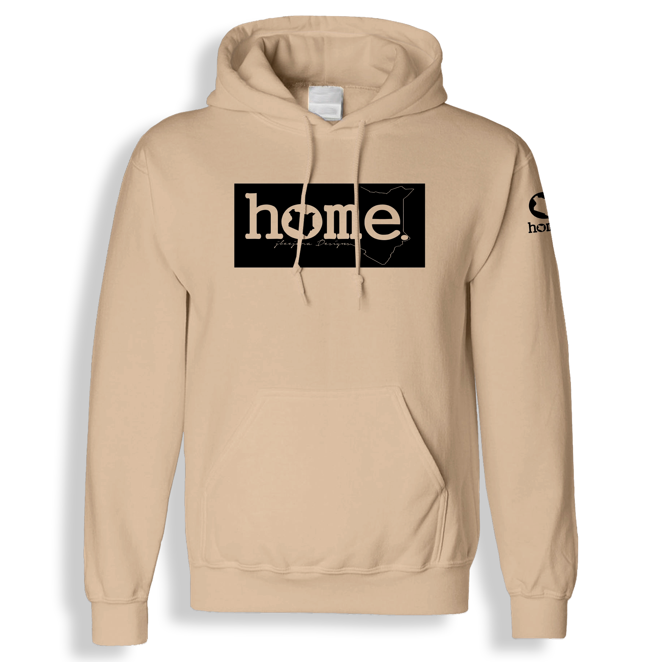 home_254 LIGHT BROWN HOODIE (HEAVY FABRIC) WITH A BLACK CLASSIC PRINT