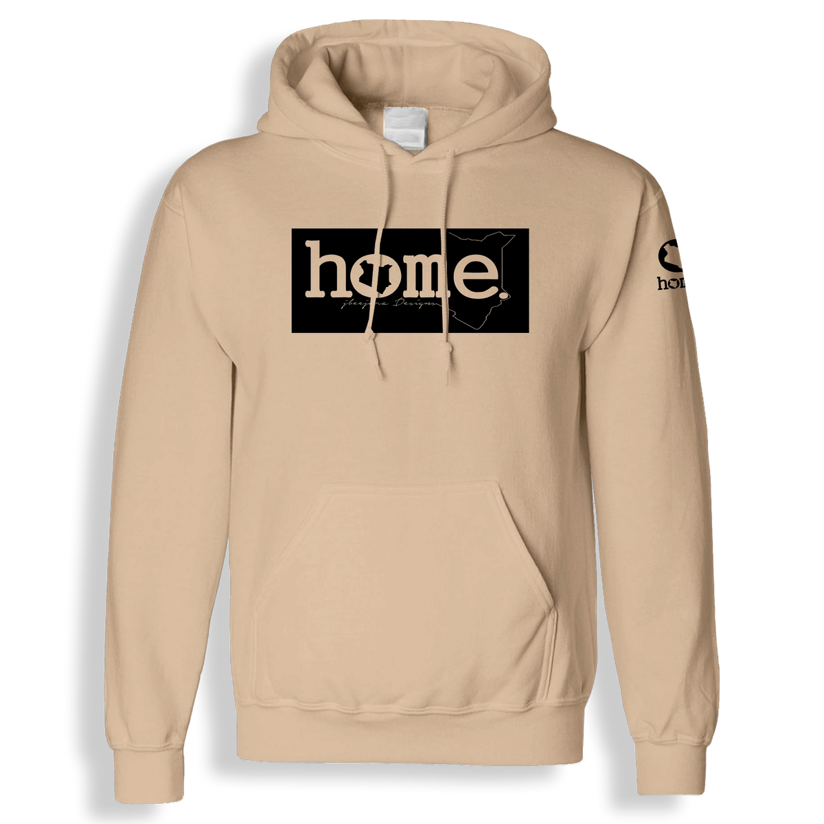 home_254 LIGHT BROWN HOODIE (HEAVY FABRIC) WITH A BLACK CLASSIC PRINT