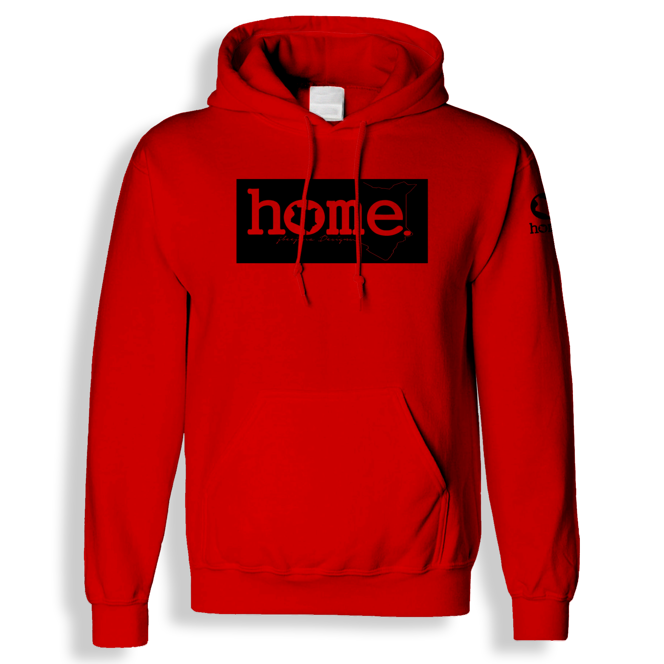 home_254 RED HOODIE (HEAVY FABRIC) WITH A BLACK CLASSIC PRINT