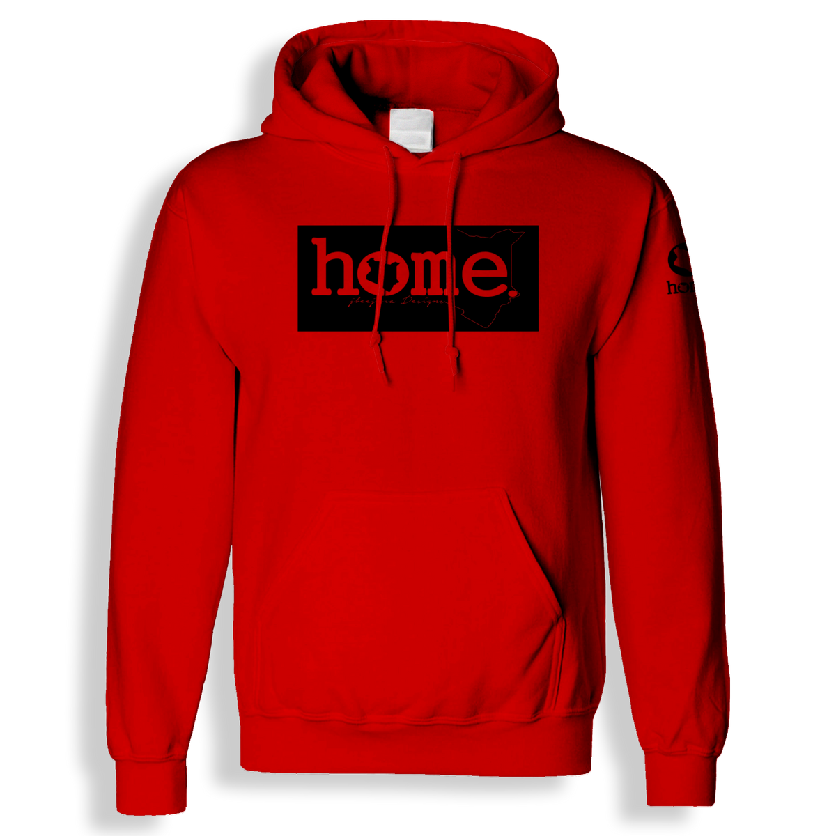 home_254 RED HOODIE (HEAVY FABRIC) WITH A BLACK CLASSIC PRINT