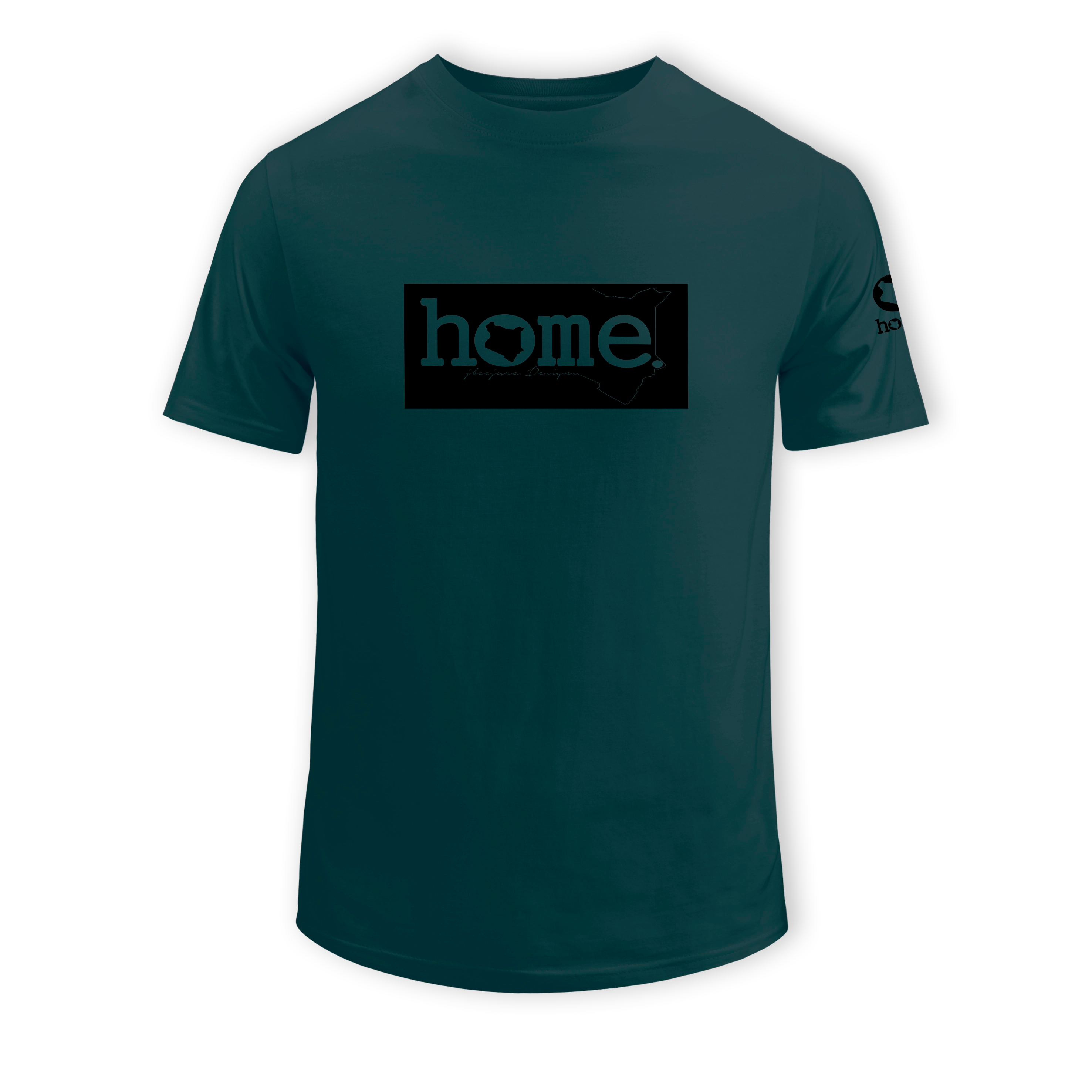 home_254 SHORT-SLEEVED DEEP AQUA T-SHIRT WITH A BLACK CLASSIC PRINT 