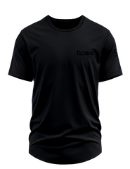 home_254 SHORT-SLEEVED BLACK CURVED HEM T-SHIRT WITH A BLACK TAG PRINT – CLASSIC MAN COLLECTION