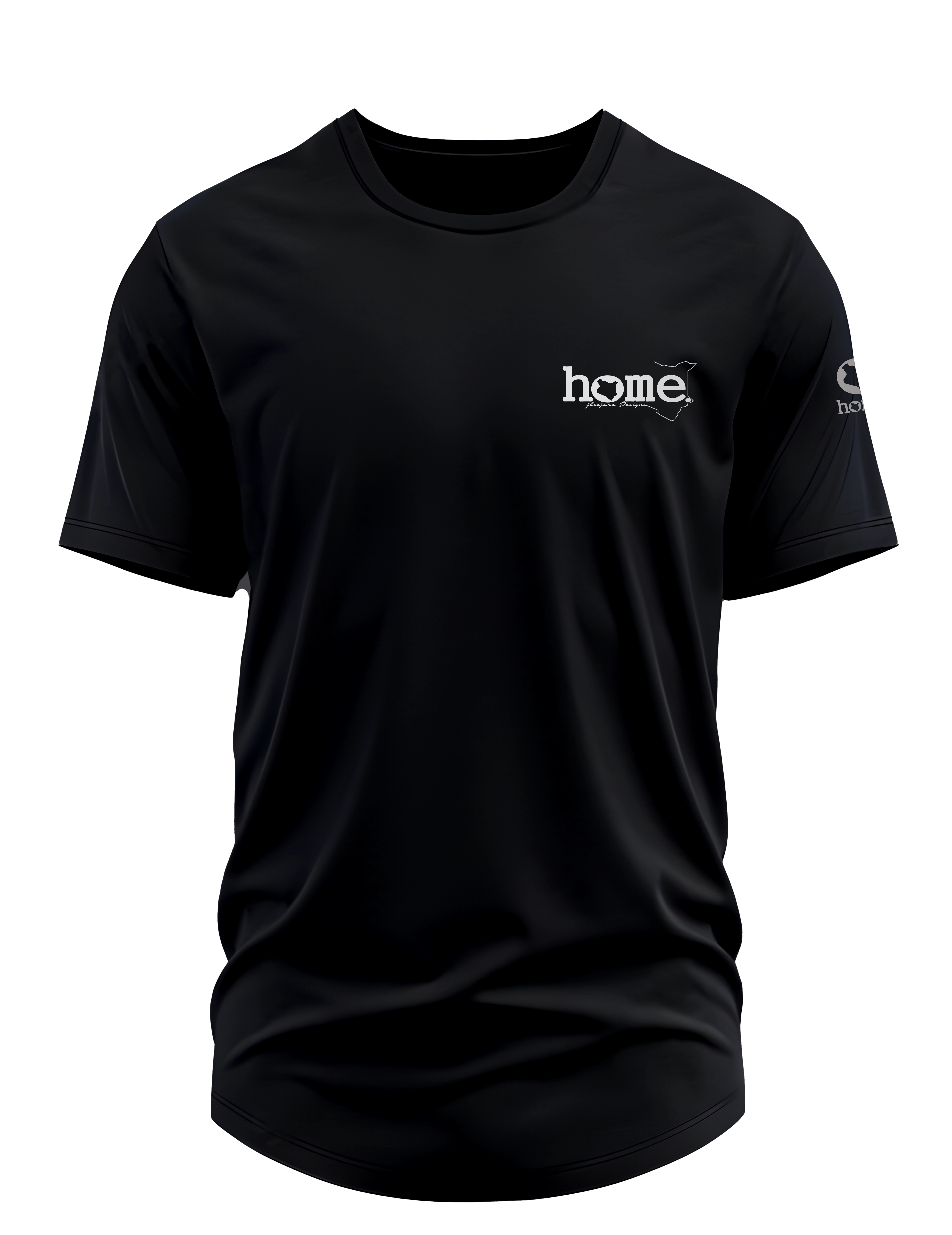 home_254 SHORT-SLEEVED BLACK CURVED HEM T-SHIRT WITH A SILVER TAG PRINT – CLASSIC MAN COLLECTION