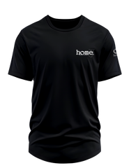 home_254 SHORT-SLEEVED BLACK CURVED HEM T-SHIRT WITH A SILVER TAG PRINT – CLASSIC MAN COLLECTION