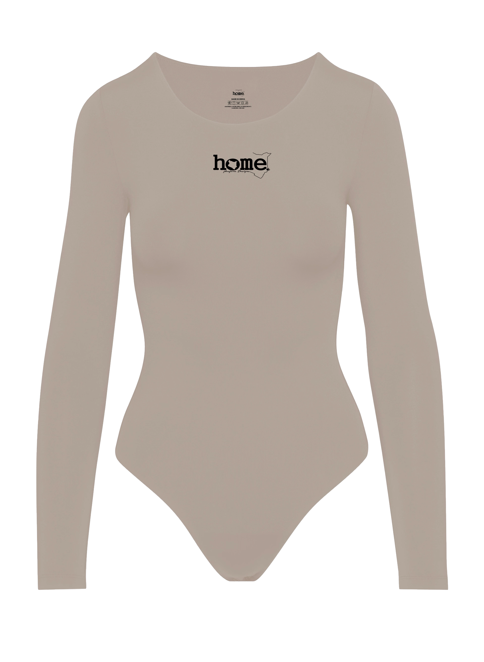 home_254 SCOOP NECK TAUPE BODYSUIT WITH A BLACK PRINT