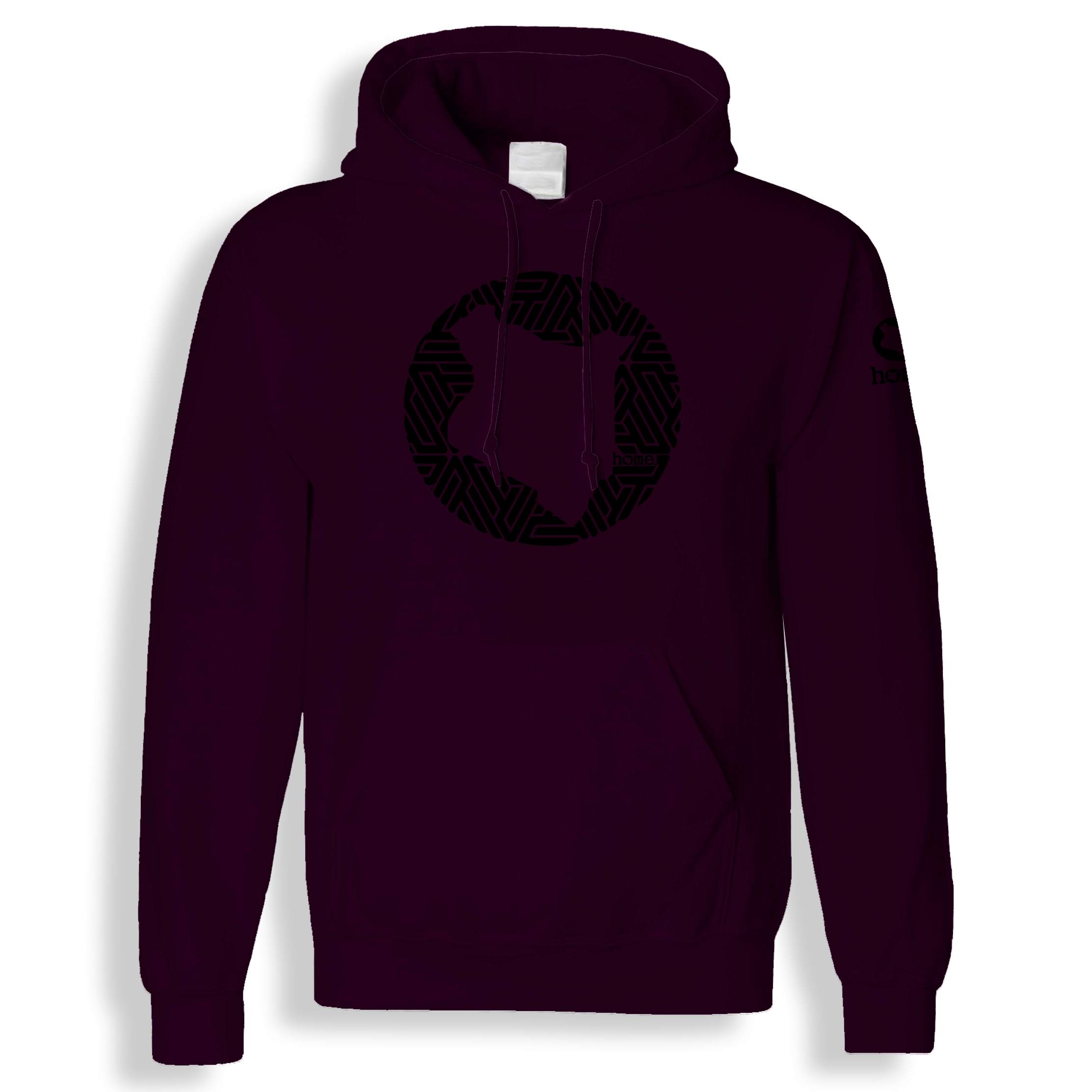 home_254 CLARET HOODIE (HEAVY FABRIC) WITH A BLACK MAP PRINT