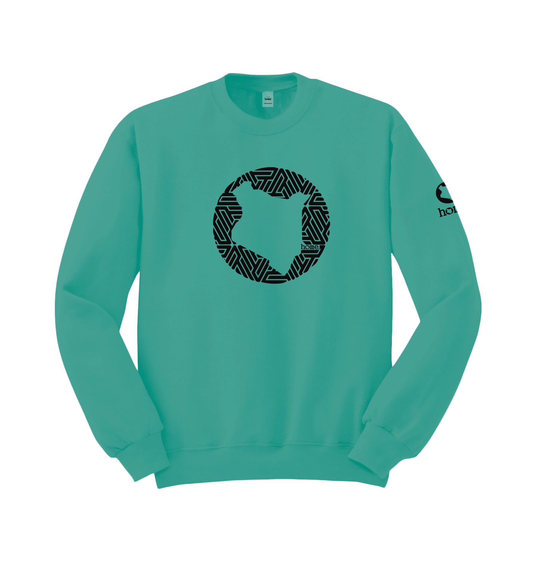 home_254 DEEP TURQUOISE SWEATSHIRT WITH A BLACK MAP PRINT