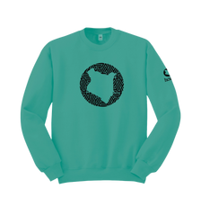 home_254 DEEP TURQUOISE SWEATSHIRT WITH A BLACK MAP PRINT