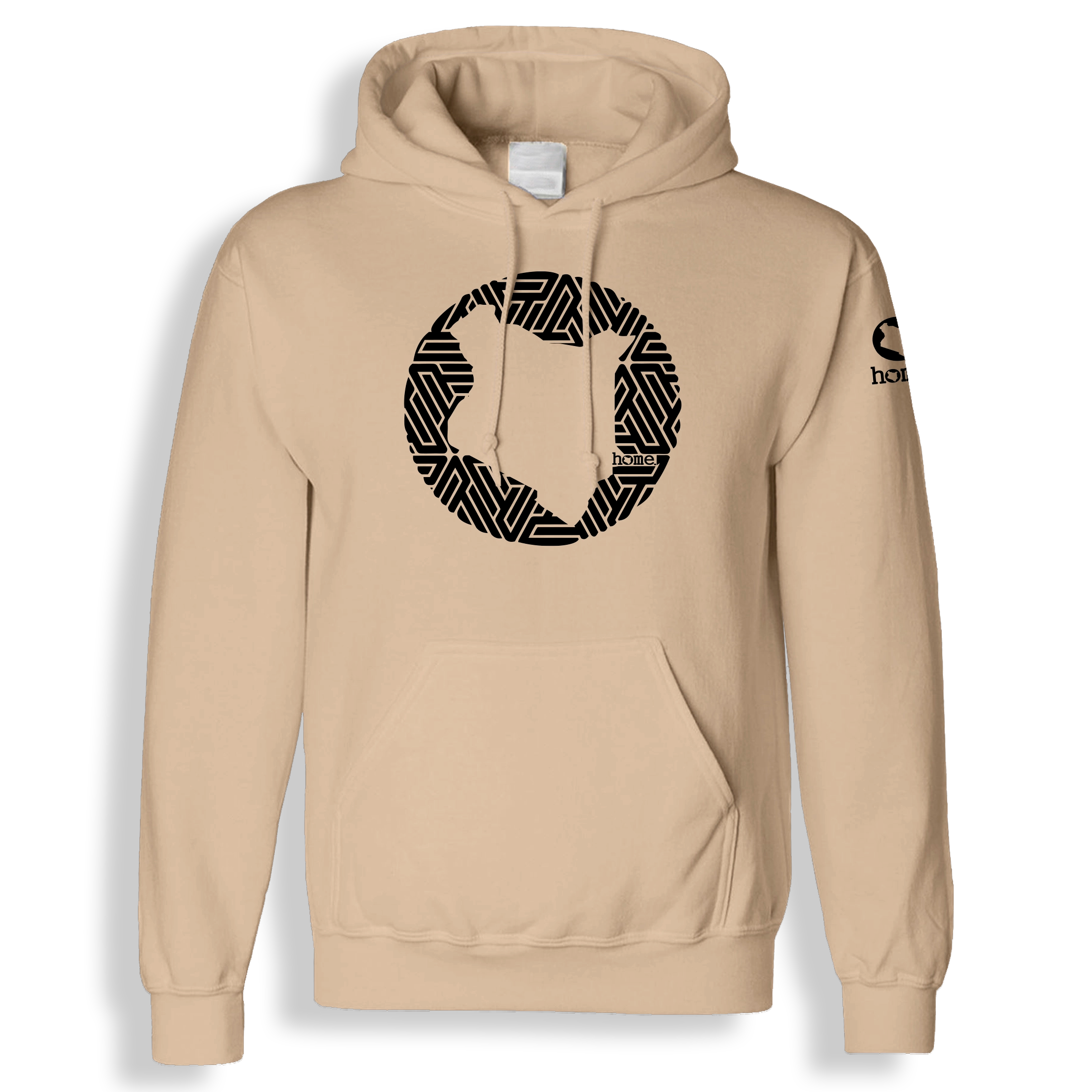 home_254 LIGHT BROWN HOODIE (HEAVY FABRIC) WITH A BLACK MAP PRINT