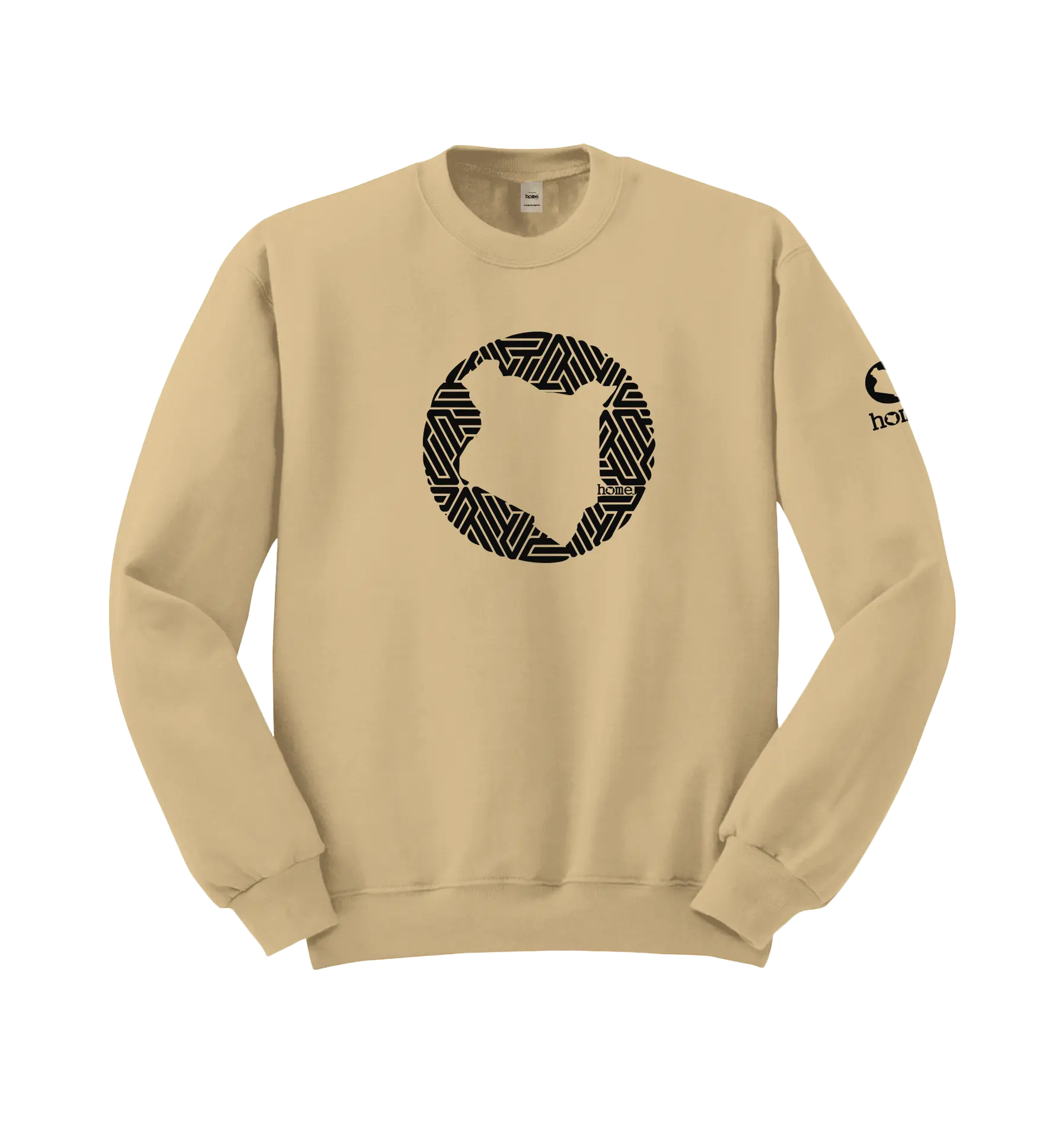 home_254 LIGHT BROWN SWEATSHIRT (MID-HEAVY FABRIC) WITH A BLACK MAP PRINT