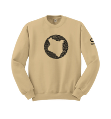 home_254 LIGHT BROWN SWEATSHIRT WITH A BLACK MAP PRINT