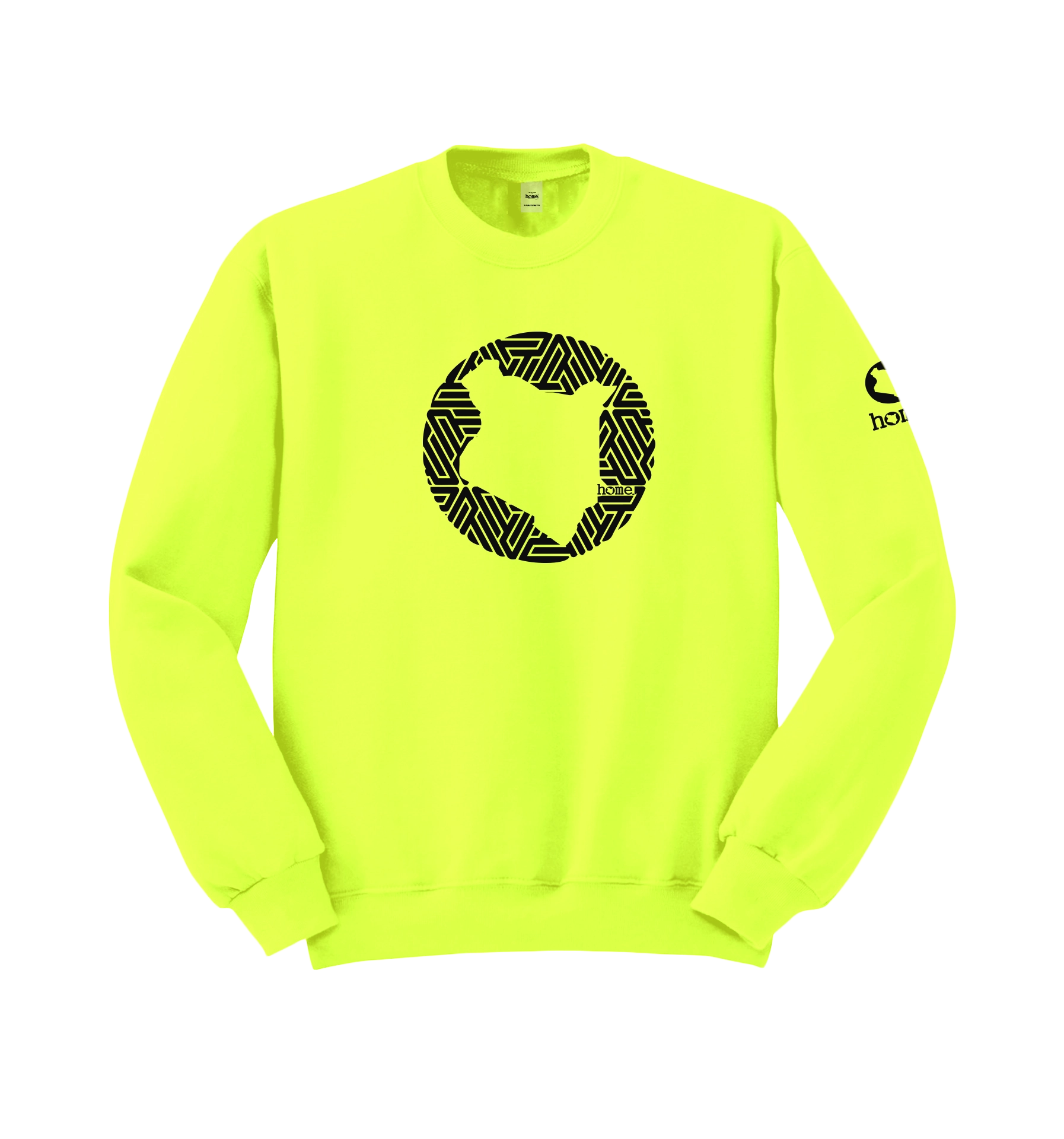 home_254 LIME GREEN SWEATSHIRT (HEAVY FABRIC) WITH A BLACK MAP PRINT