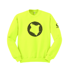 home_254 LIME GREEN SWEATSHIRT (HEAVY FABRIC) WITH A BLACK MAP PRINT